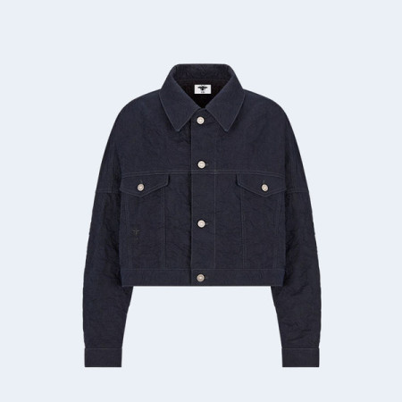 디올 아마릴리스 딥 블루 코튼 데님 크롭 자켓