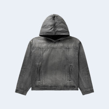 발렌시아가 디스트레스드 데님 후디