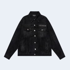 발렌시아가 백 자수 로고 데님 블랙 자켓