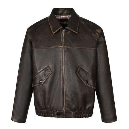 PRADA 프라다 24FW 디스트레드 트라이앵글 가죽 재킷 ▶매장-760만원◀